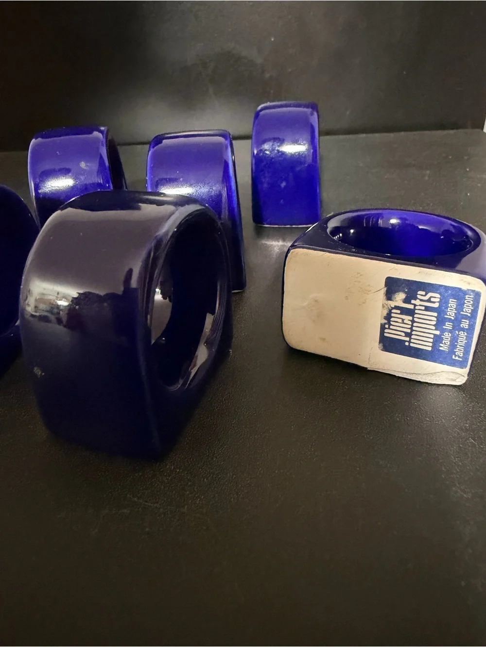 Set of 6 pier 1 imports Chunky Cobalt Blue napkins Rings